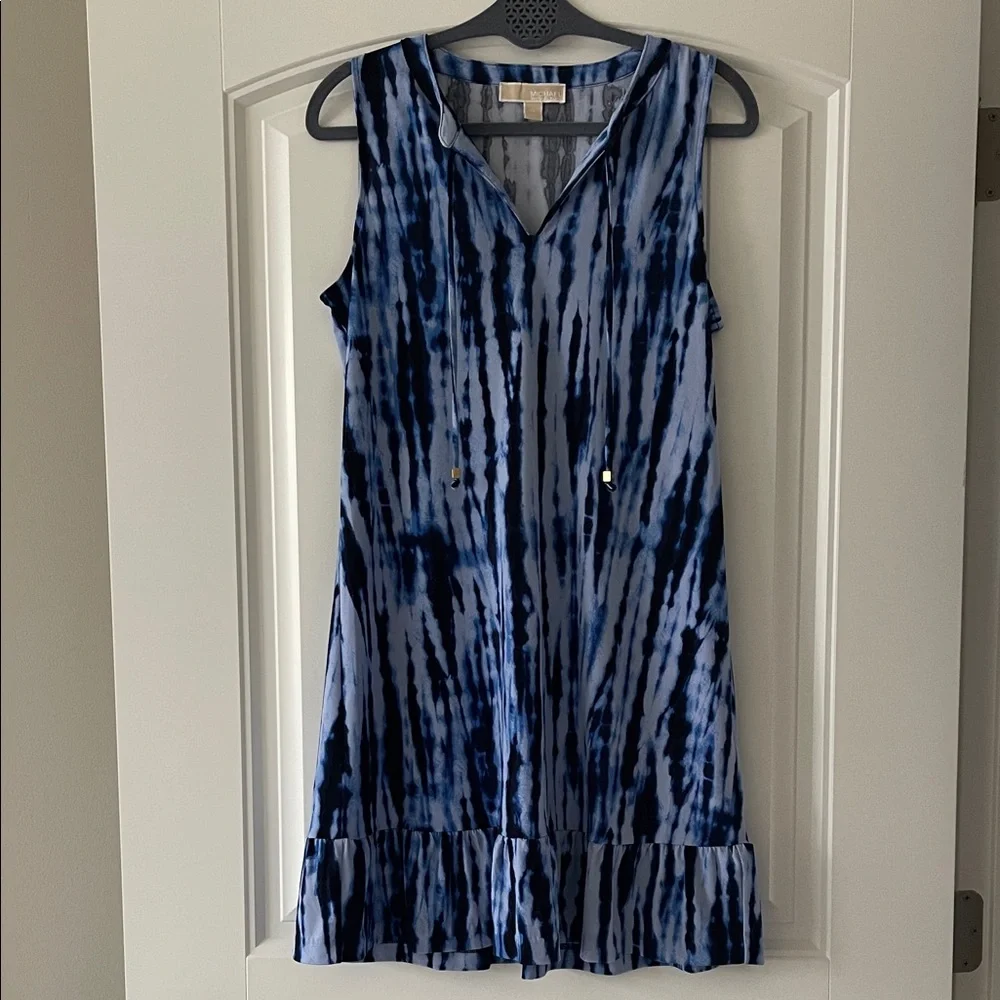 Michael Kors Sleeveless Blue Shift‎ Dress Ruffle Medium